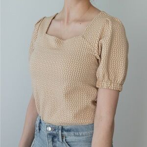 Elegant Tan Puff Sleeve Top